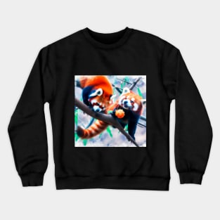 Pareja de Pandas Rojos Comiendo Fruta. Crewneck Sweatshirt